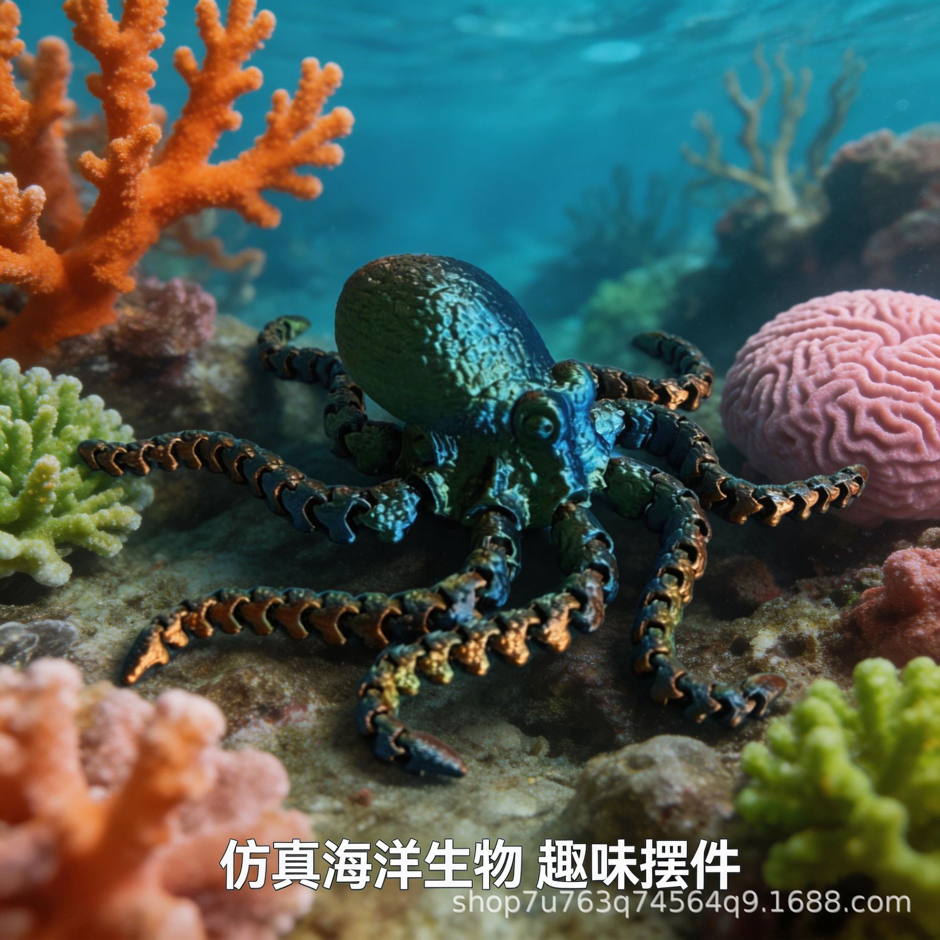 亚马逊爆品仿真3D打印八爪鱼摆件可活动关节章鱼模型造景摆饰批货详情3
